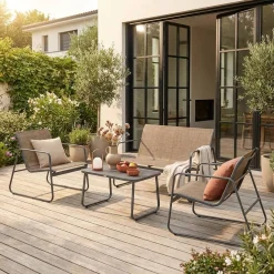 Gartenset aus Metall und Textilene für 4 Personen