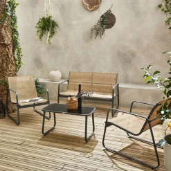 Gartenset aus Metall und Textilene für 4 Personen