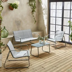 Gartenset aus Metall und Textilene für 4 Personen