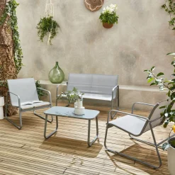 Gartenset aus Metall und Textilene für 4 Personen