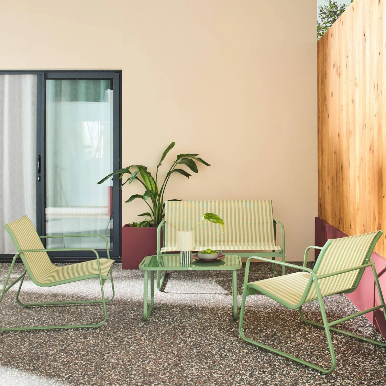 Gartenset aus Metall und Textilene für 4 Personen