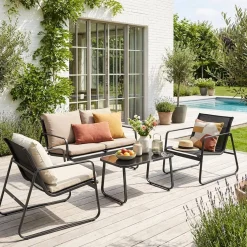 Gartenset aus Metall und Textilene für 4 Personen