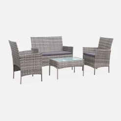 Gartenset aus Polyrattan, 4 Plätze Moltès