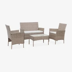 Gartenset aus Polyrattan, 4 Plätze Moltès