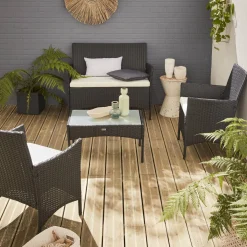 Gartenset aus Polyrattan, 4 Plätze Moltès
