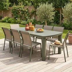 Gartentisch aus Aluminium 225cm + 8 Stühle