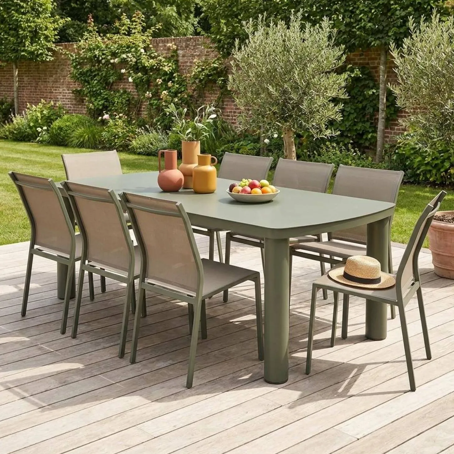 Gartentisch aus Aluminium 225cm + 8 Stühle