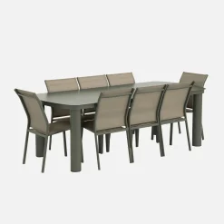 Gartentisch aus Aluminium 225cm + 8 Stühle