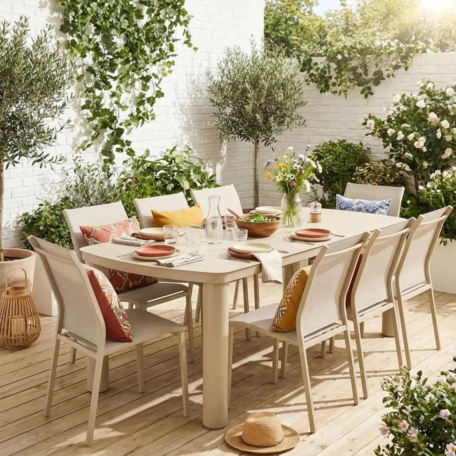 Gartentisch aus Aluminium 225cm + 8 Stühle
