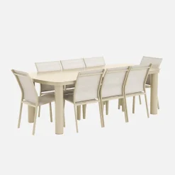 Gartentisch aus Aluminium 225cm + 8 Stühle