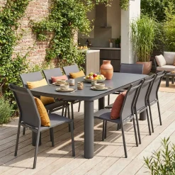 Gartentisch aus Aluminium 225cm + 8 Stühle