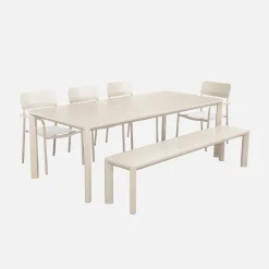 Gartentisch aus Aluminium mit 1 Bank und 4 Sesseln