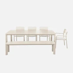 Gartentisch aus Aluminium mit 1 Bank und 4 Sesseln