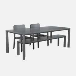 Gartentisch aus Aluminium mit 1 Bank und 4 Sesseln
