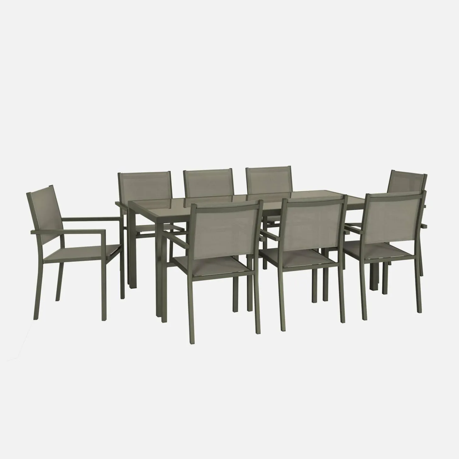 Gartentisch aus Aluminium + 8 Sessel