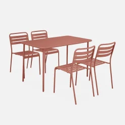 Gartentisch aus Metall, 4 Stühle