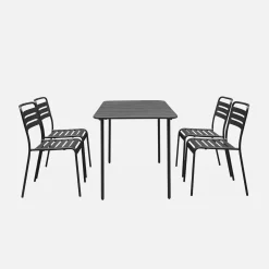 Gartentisch aus Metall, 4 Stühle