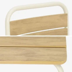 Gartentisch aus Stahl für Kinder, mit Holzdekor + 2 Sitze