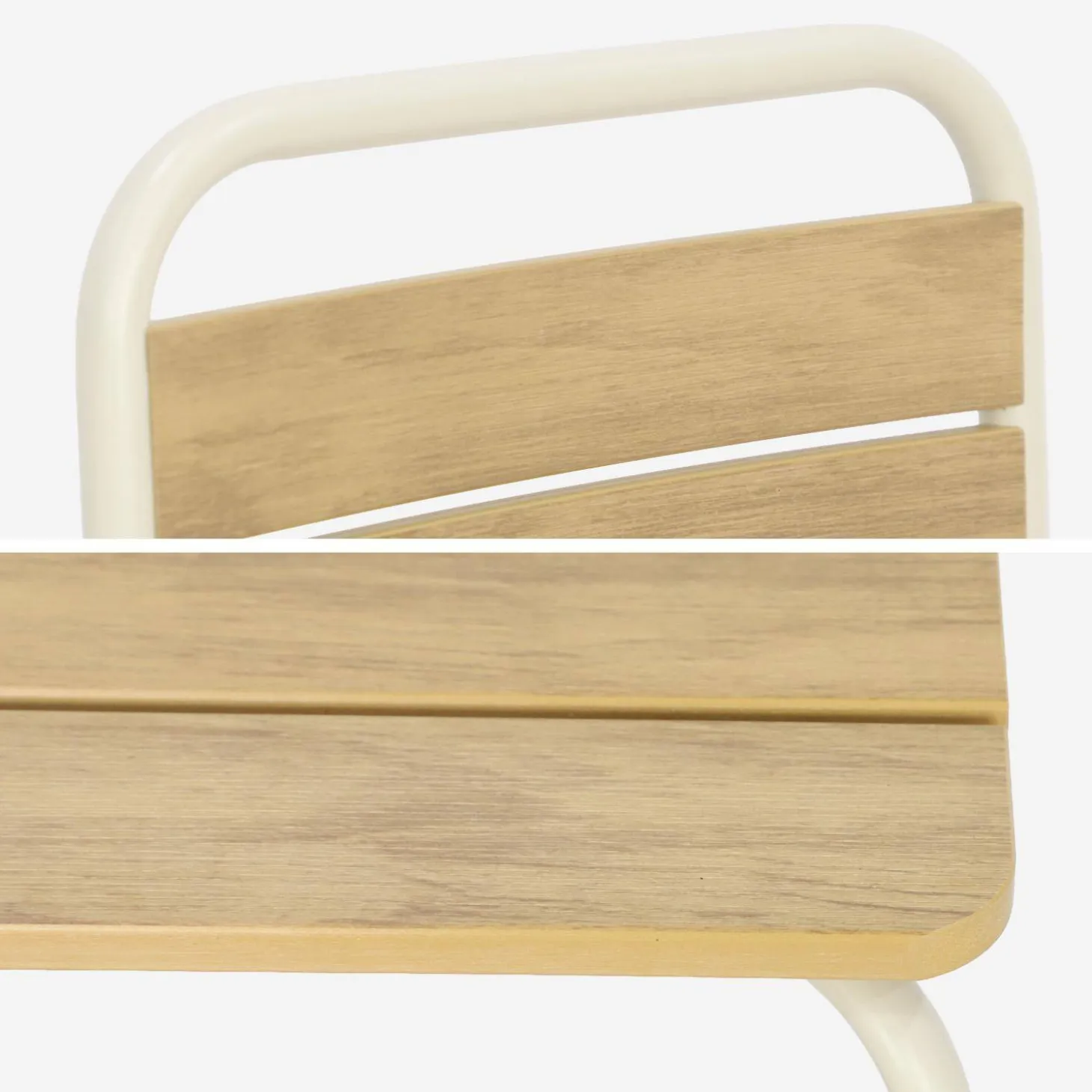 Gartentisch aus Stahl für Kinder, mit Holzdekor + 2 Sitze