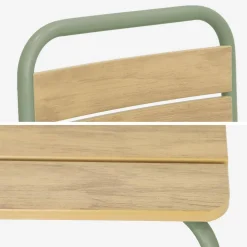 Gartentisch aus Stahl für Kinder, mit Holzdekor + 2 Sitze