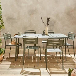 Gartentisch aus Stahl mit 6 Stühlen