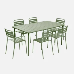 Gartentisch aus Stahl 2 Sessel und 4 Stühle