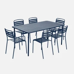 Gartentisch aus Stahl 2 Sessel und 4 Stühle