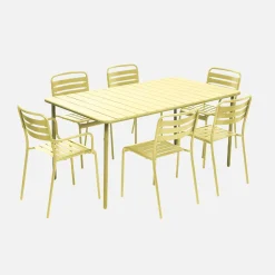 Gartentisch aus Stahl 2 Sessel und 4 Stühle