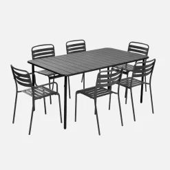 Gartentisch aus Stahl 2 Sessel und 4 Stühle