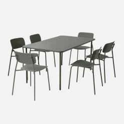 Gartentisch aus Stahl + 6 Stühle