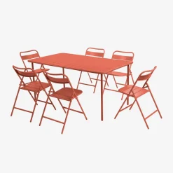 Gartentisch aus Stahl + 6 Stühle