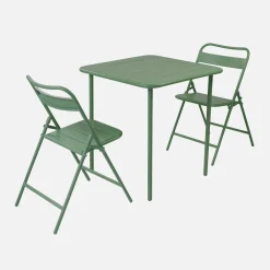 Gartentisch aus Stahl + 2 Stühle