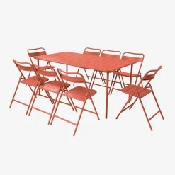 Gartentisch aus Stahl + 8 Stühle