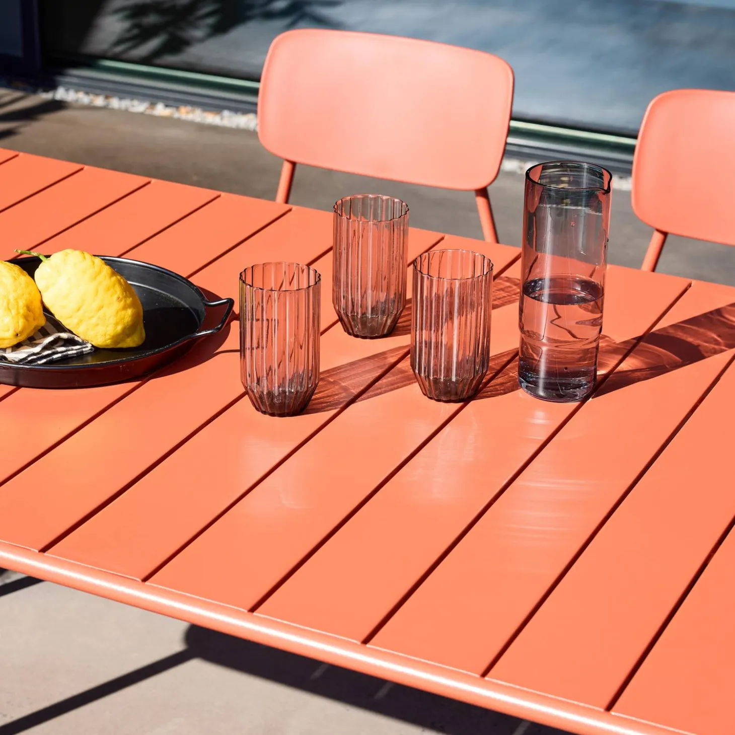 Gartentisch aus Stahl + 6 Stühle