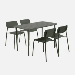 Gartentisch aus Stahl + 4 Stühle