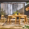 Gartentisch ausziehbar Akazienholz 6 Sessel