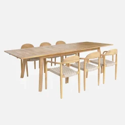 Gartentisch ausziehbar Akazienholz 6 Sessel