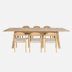 Gartentisch ausziehbar Akazienholz 6 Sessel