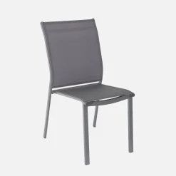 Gartentisch, 1 Bank und 4 Stühle aus Aluminium und Textilene