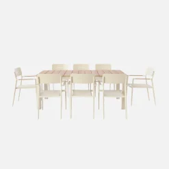 Gartentisch 201cm + 8 Sessel aus Aluminium