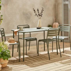 Gartentisch + 4 Stühle aus Stahl