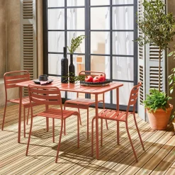 Gartentisch + 4 Stühle aus Stahl