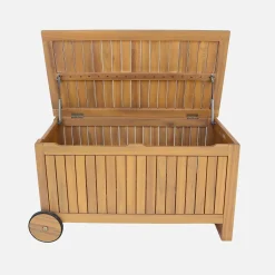 Gartentruhe aus Akazienholz mit Rollen 119L