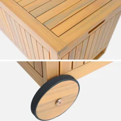 Gartentruhe aus Akazienholz mit Rollen 119L