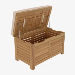 Gartentruhe / Bank aus Akazienholz 63L mit Gasdruckfedern