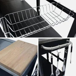Gasgrill mit 4 Brennern + 1 Seitenbrenner, Außenküche und Abdeckung