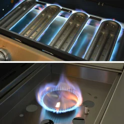 Gasgrill mit 4 Brennern + 1 Seitenbrenner, Außenküche und Abdeckung