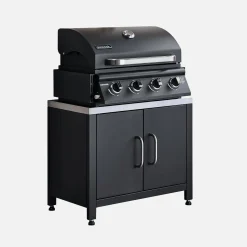 Gasgrill mit 4 Brennern zum Aufstellen + Küchenschrank aus Stahl B 80cm