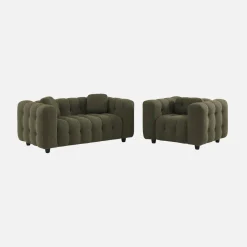 Gepolstertes Sofa mit strukturiertem Bouclé-Bezug, 2-Sitzer