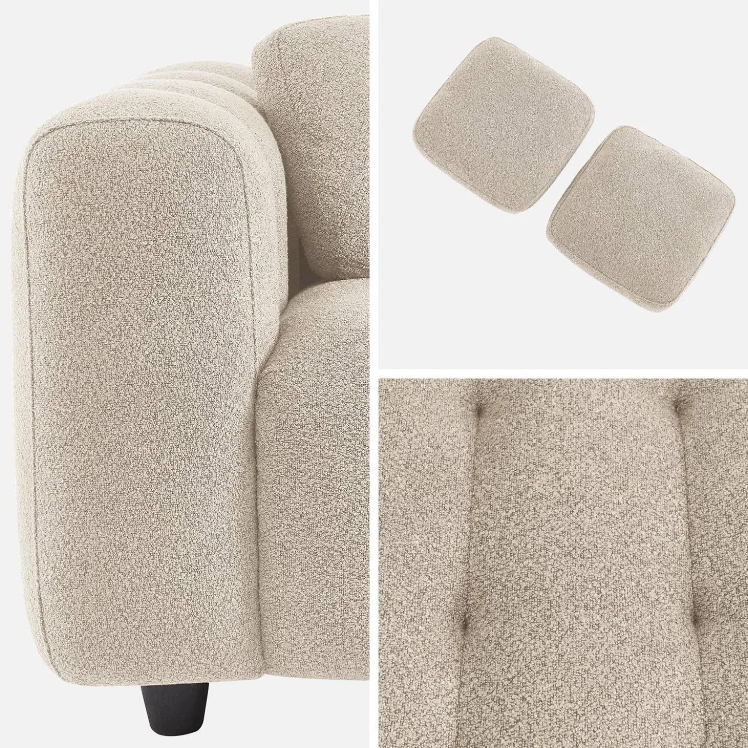 Gepolstertes Sofa mit strukturiertem Bouclé-Bezug, 2-Sitzer